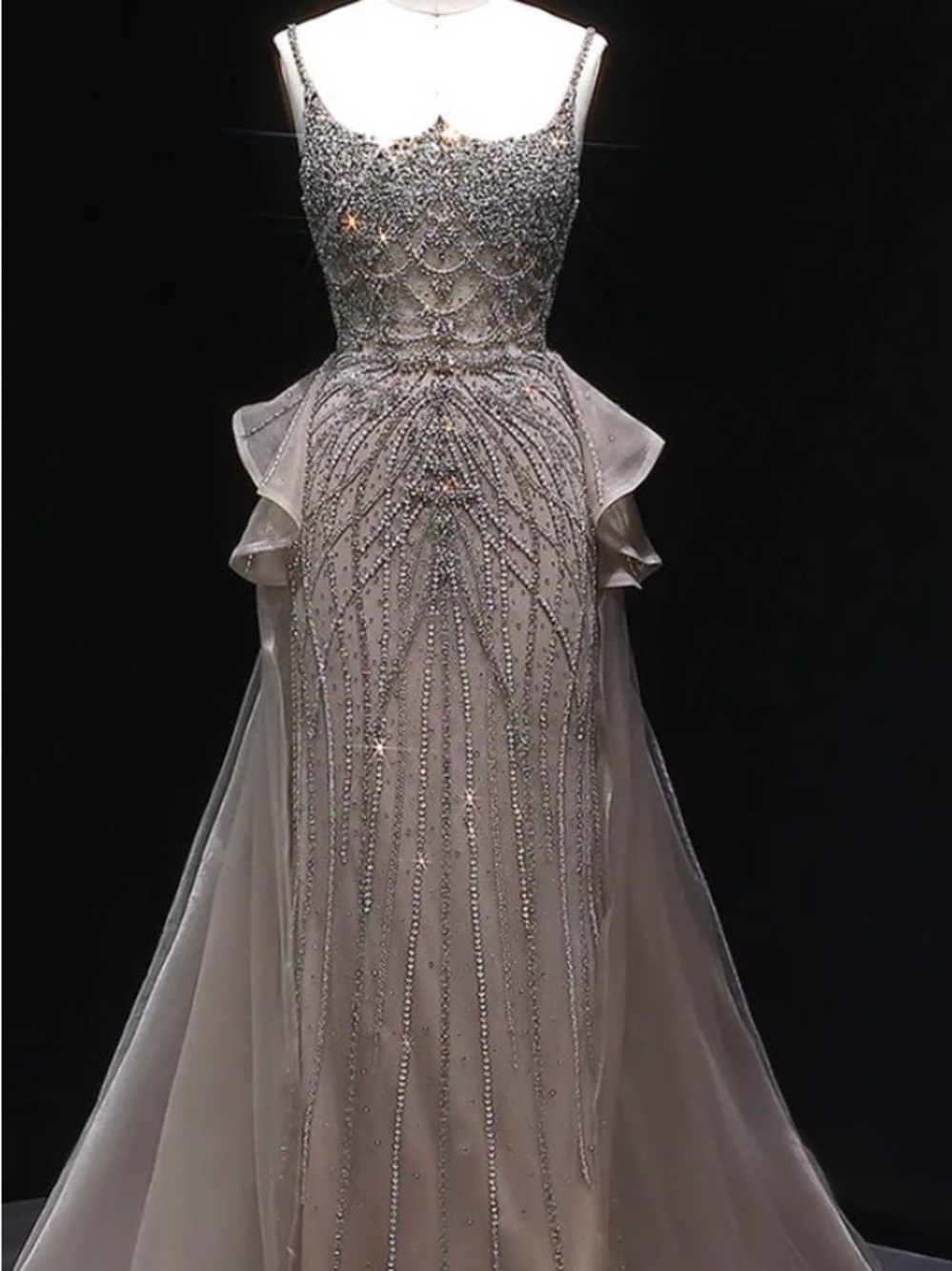 Beautiful Beaded champagne Evening Gown